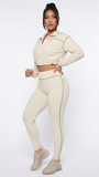 MB FASHION Zip-Up Cropped Jacket & Leggings Set 5033