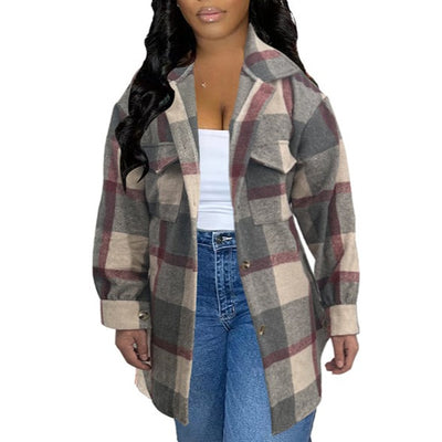 MB FASHION LONG SLEEVE FLANNEL BUTTON UP COAT 370LY