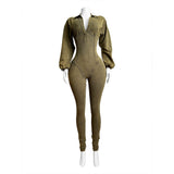 MB FASHION HIGH QUALITY COTTON RIBBED V-Neck Fitted Hourglass Jumpsuit 4102LY