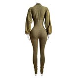 MB FASHION HIGH QUALITY COTTON RIBBED V-Neck Fitted Hourglass Jumpsuit 4102LY