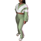 MB FASHION Zip-Up Crop Jacket & High-Waist Jogger Set 5015LY