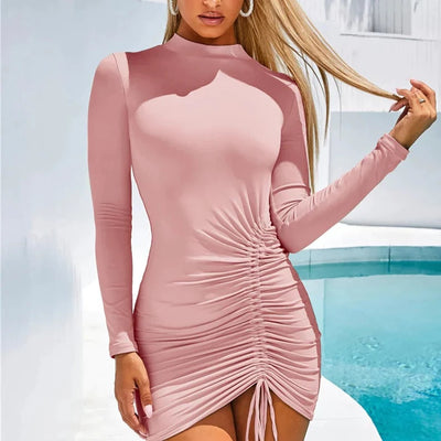 MB FASHION SOLID FLEECE MINI COMFORT DRESS 2484