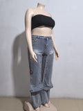 MB FASHION High-Waisted Wide-Leg Jeans with Layered Snap Panels 1005LY last L