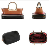 EVERY FASHION Stacked Layer Handbag with Metal Top Handle DW-7096