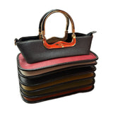 EVERY FASHION Stacked Layer Handbag with Metal Top Handle DW-7096
