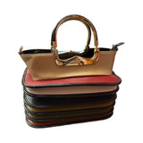 EVERY FASHION Stacked Layer Handbag with Metal Top Handle DW-7096