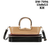 EVERY FASHION Stacked Layer Handbag with Metal Top Handle DW-7096