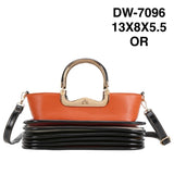 EVERY FASHION Stacked Layer Handbag with Metal Top Handle DW-7096