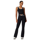 MB FASHION Two-Piece Contrast Trim Tank Top and Crossover Waist Flare Pants Set 6789LY