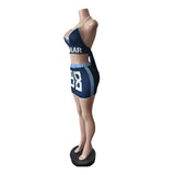 MB FASHION Two-Piece Athletic Halter Top and Mini Skirt Set with Graphic Print 8647LY