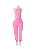 MB FASHION Strapless Ribbed Corset Top and Jogger Pants Set 5082LY