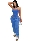 MB FASHION Strapless Ribbed Corset Top and Jogger Pants Set 5082LY
