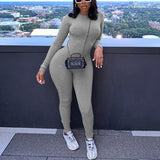 MB FASHION Ribbed Long Sleeve Bodycon Jumpsuit 6866LY