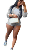 MB FASHION Two-Piece Track Shorts and Cropped Zip-Up Jacket Set 5020LY