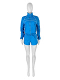 MB FASHION Two-Piece Track Shorts and Cropped Zip-Up Jacket Set 5020LY