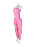 MB FASHION Strapless Ribbed Corset Top and Jogger Pants Set 5082LY
