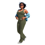 MB FASHION Two-Piece Contrast Trim Tank Top and Crossover Waist Flare Pants Set 6789LY
