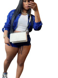 MB FASHION Two-Piece Track Shorts and Cropped Zip-Up Jacket Set 5020LY