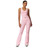 MB FASHION Two-Piece Contrast Trim Tank Top and Crossover Waist Flare Pants Set 6789LY