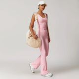 MB FASHION Two-Piece Contrast Trim Tank Top and Crossover Waist Flare Pants Set 6789LY