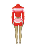 MB FASHION Three-Piece Zip-Up Jacket, Crop Top, and Lace-Up Shorts Set 5029LY