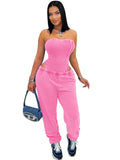 MB FASHION Strapless Ribbed Corset Top and Jogger Pants Set 5082LY