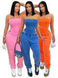 MB FASHION Strapless Ribbed Corset Top and Jogger Pants Set 5082LY