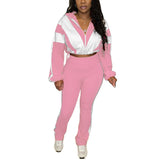 MB FASHION Zip-Up Crop Jacket & High-Waist Jogger Set 5015LY