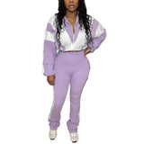 MB FASHION Zip-Up Crop Jacket & High-Waist Jogger Set 5015LY
