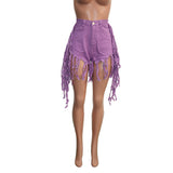 MB FASHION High-Waist Fringe Distressed Denim Shorts 3778LY