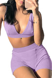 MB FASHION Ribbed Bralette and High-Waisted Biker Shorts Set 2421T