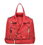 EVERY FASHION Moto Jacket Style Backpack with Zipper and Belt Accents YDL-9800