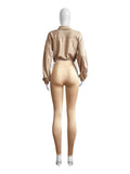 EVERY FASHION 2-Piece Zip-Up Crop Jacket & High-Waisted Legging Set MB 4047LY