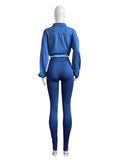 EVERY FASHION 2-Piece Zip-Up Crop Jacket & High-Waisted Legging Set MB 4047LY