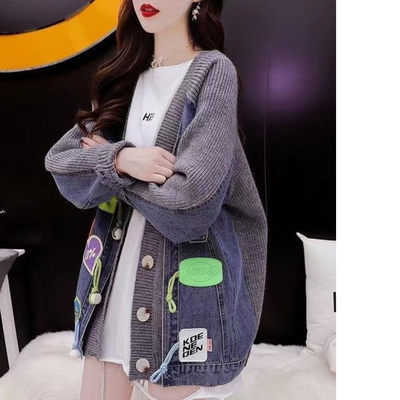 MB FASHION OVERSIZED DENIM SWEATER BUTTON UP JACKET 20396LY