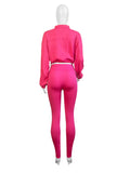 EVERY FASHION 2-Piece Zip-Up Crop Jacket & High-Waisted Legging Set MB 4047LY
