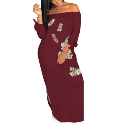 MB FASHION MONEY PRINT DRESS 1507