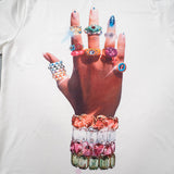 MB FASHION Oversized Graphic Tee with Hand and Jewelry Print  283LY