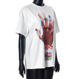 MB FASHION Oversized Graphic Tee with Hand and Jewelry Print  283LY