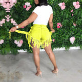 MB FASHION High-Waist Fringe Distressed Denim Shorts 3778LY