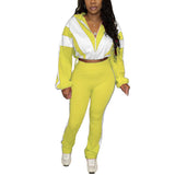 MB FASHION Zip-Up Crop Jacket & High-Waist Jogger Set 5015LY