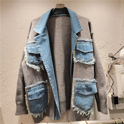 MB FASHION LONG SLEEVE OVERSIZED DENIM JACKET 8030LY