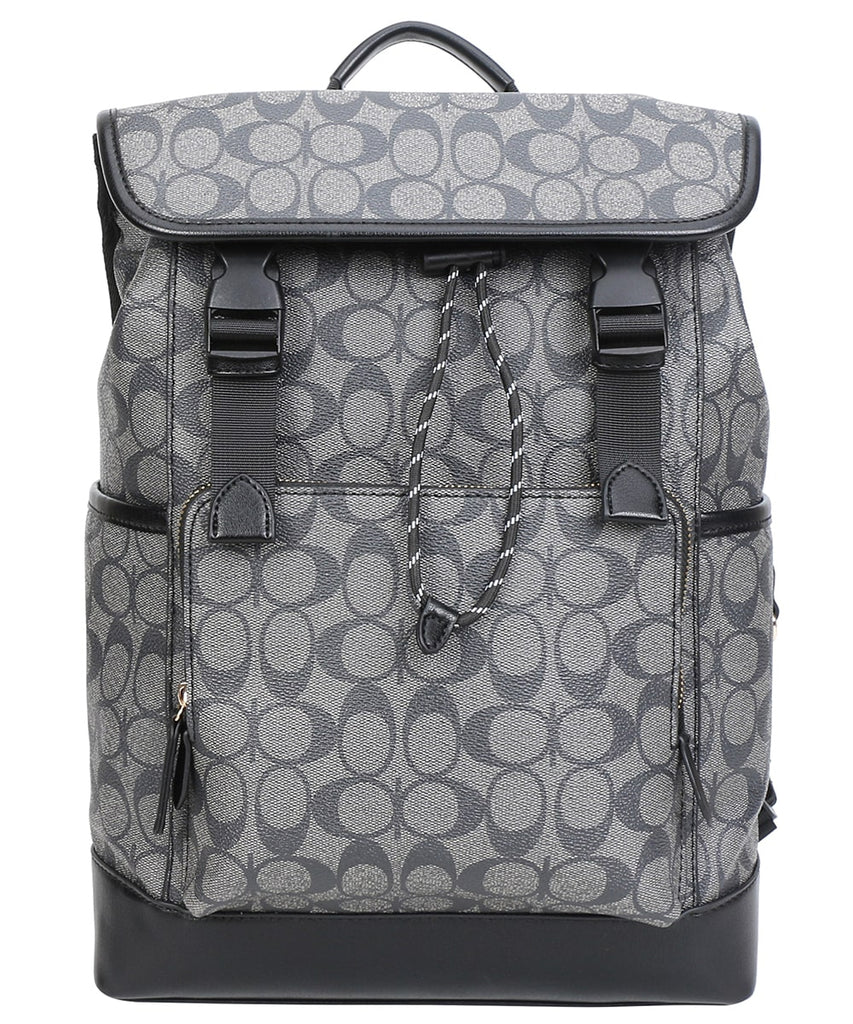 EVERY FASHION Structured Backpack with Signature Pattern and Buckle Closure FT-8883
