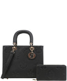 EVERY FASHION Monogram Print Structured Handbag with Matching Wallet YB-9143W