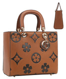 EVERY FASHION Monogram Print Structured Handbag with Matching Wallet YB-9143W