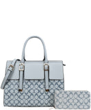 EVERY FASHION Structured Pattern Tote Bag with Matching Zip Wallet DP-9151-W