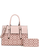 EVERY FASHION Structured Pattern Tote Bag with Matching Zip Wallet DP-9151-W
