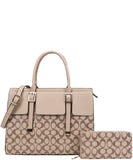 EVERY FASHION Structured Pattern Tote Bag with Matching Zip Wallet DP-9151-W