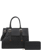 EVERY FASHION Structured Pattern Tote Bag with Matching Zip Wallet DP-9151-W