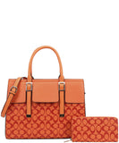 EVERY FASHION Structured Pattern Tote Bag with Matching Zip Wallet DP-9151-W